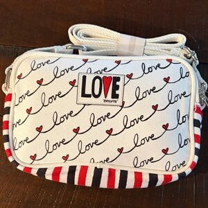 NWT Brighton Love Script Crossbody Bag - White and Red